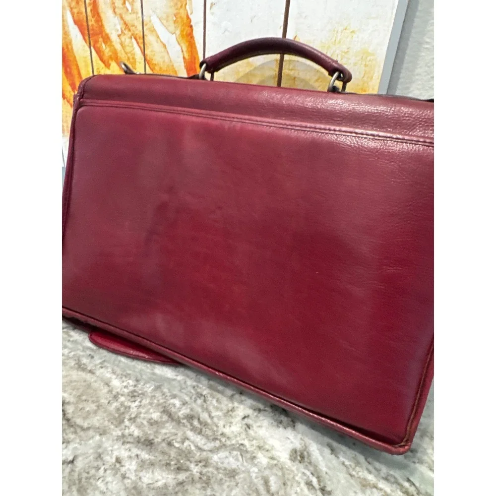 VTG Burgundy Leather Briefcase Jack Georges Originals with removable‎ strap